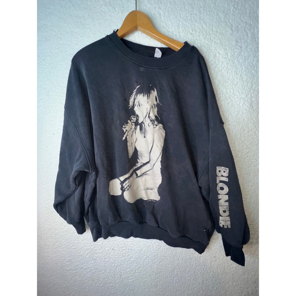 Blondie Debbie Harry Graphic Sweatshirt Black Oversized Crewneck Rock Band Top